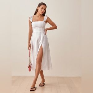 NWT Reformation Spaulding White Linen MIDI Dress - 4